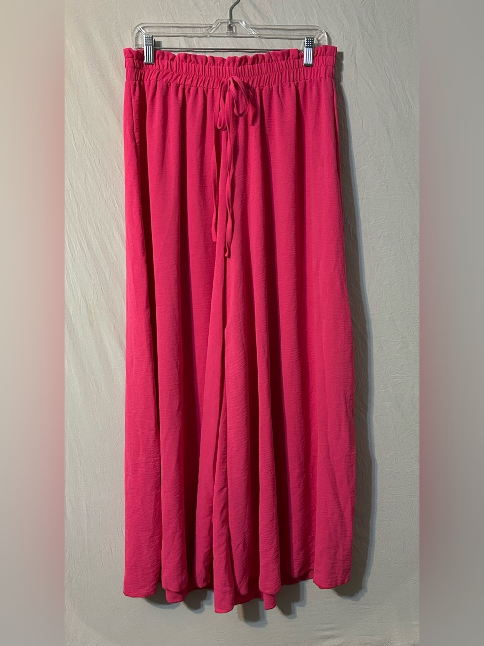 Shein Curve Pink Elastic Waist Super Wide Leg Pants Pink 0XL
